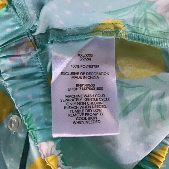 Flora Pajama Set Size XXL Citrus Blue Lemon Floral Shorts Pockets NWT - Picture 13 of 13